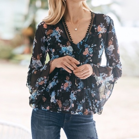 White House Black Market Tops - White House Black Market Floral Blouse
